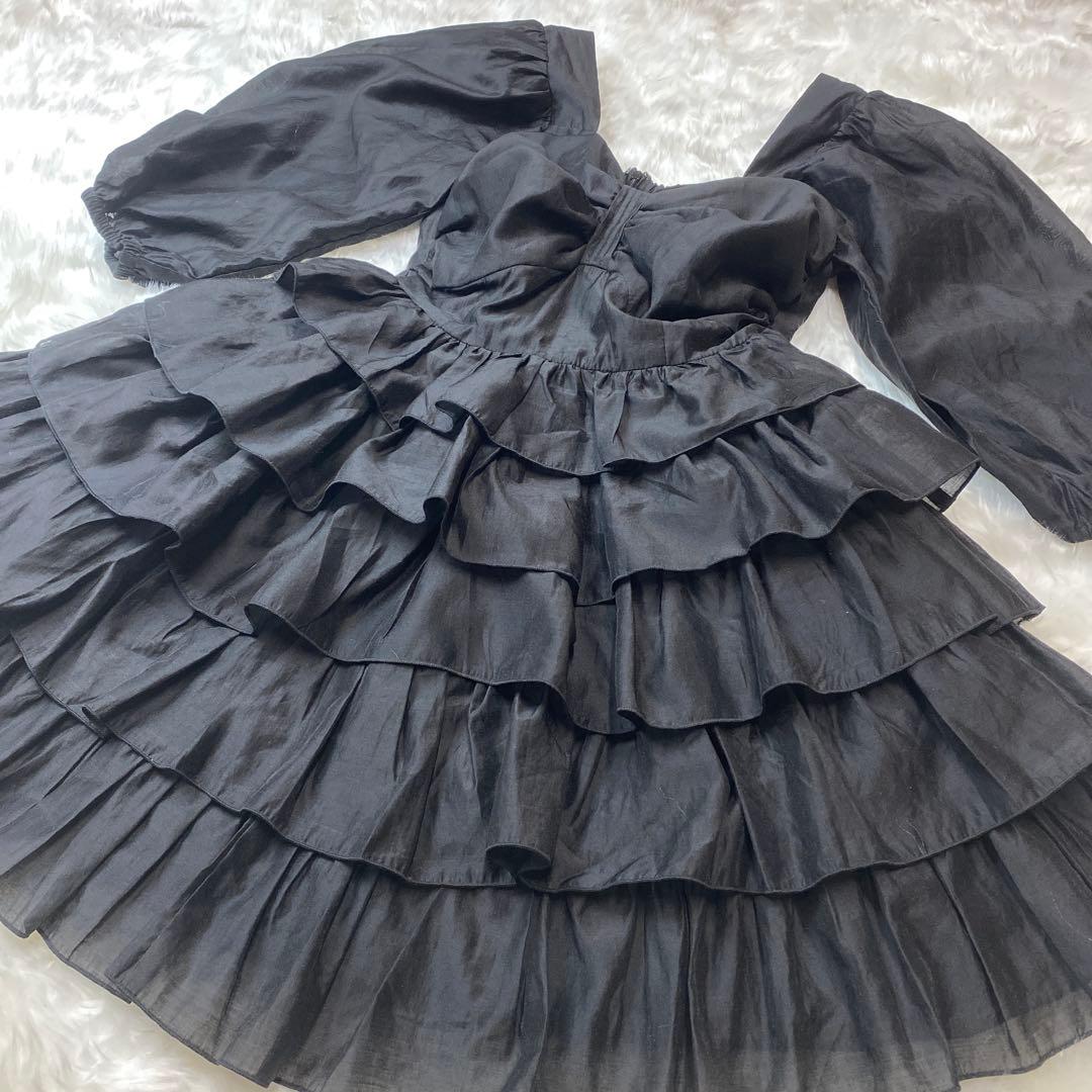 Treat Ürself フリルドレス 黒 ミニワンピース トリートユアセルフ