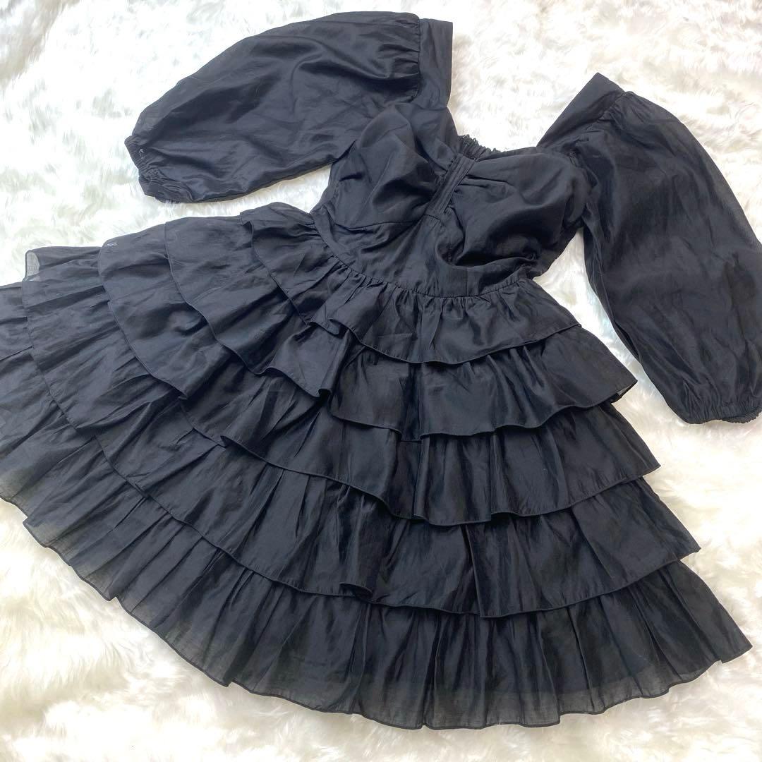 Treat Ürself フリルドレス 黒 ミニワンピース トリートユアセルフ