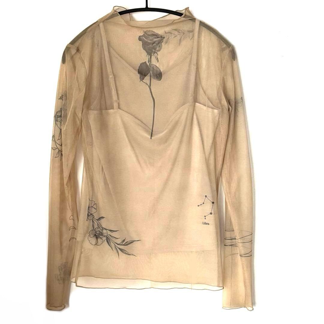 トップス AMERI VINTAGE MEDI FLOWER TATTOO SHEER