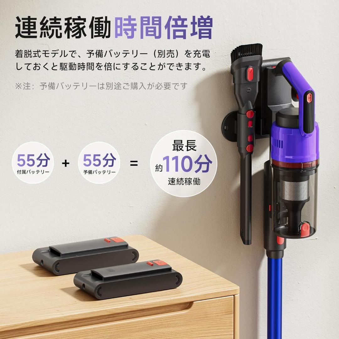 未使用❣️掃除機 コードレス 75kpa強力吸引・自立式・55分連続稼働