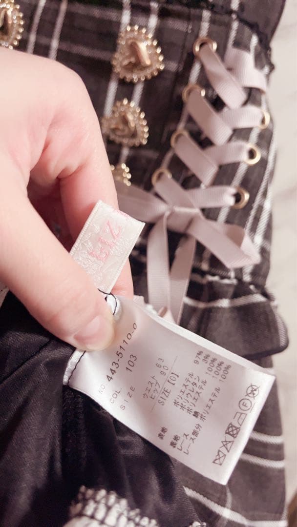 最安値‼️LIZLISA はしごリボンチェックティアードスカパン ブラック