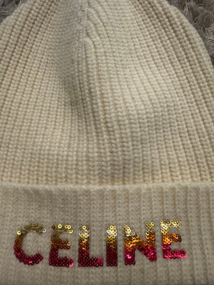 CELINE ニット帽 ホワイト
