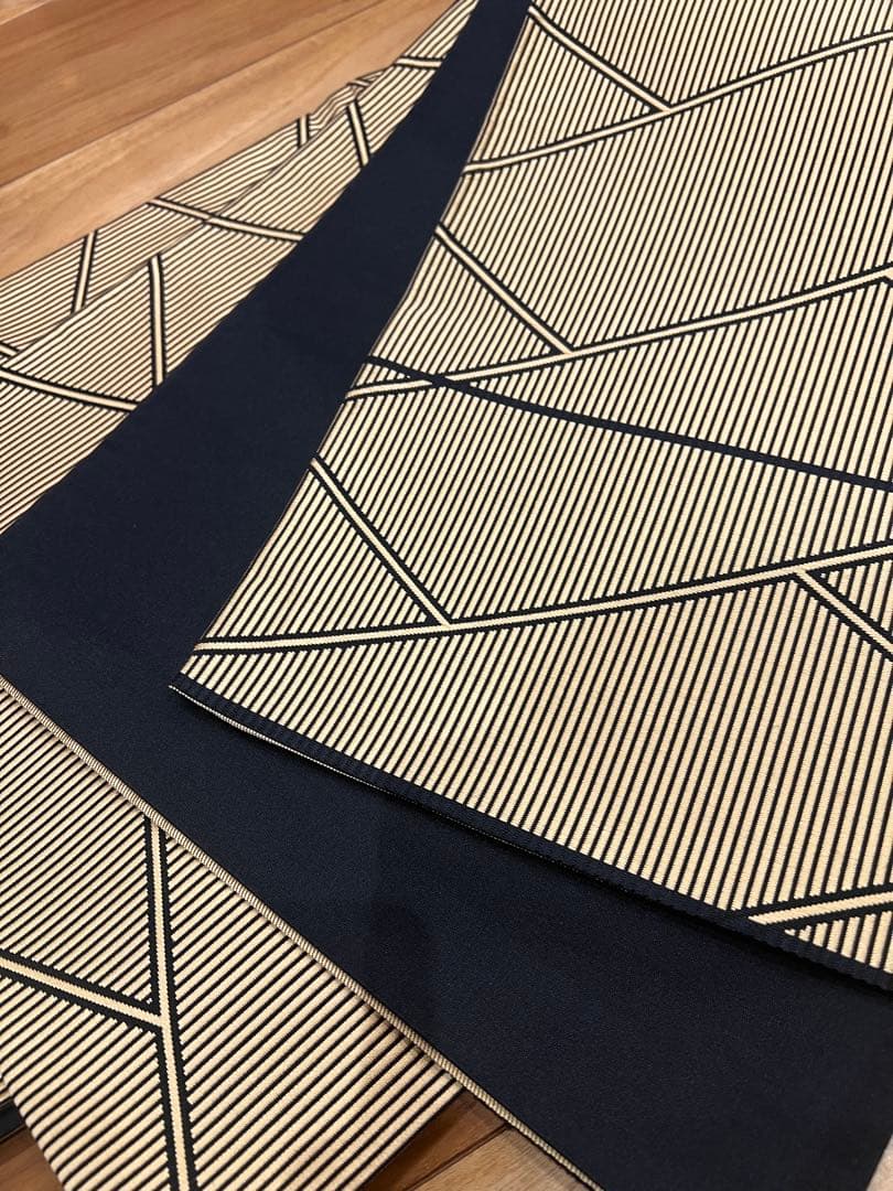 全通　袋帯　博多　筑前　黒×ゴールド　中古美品