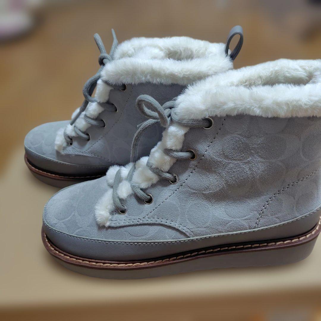 コーチグレー ムートンブーツ スエード