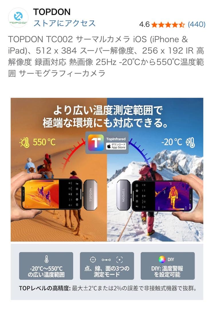 TOPDON TC002 TCView サーモグラフィーカメラ