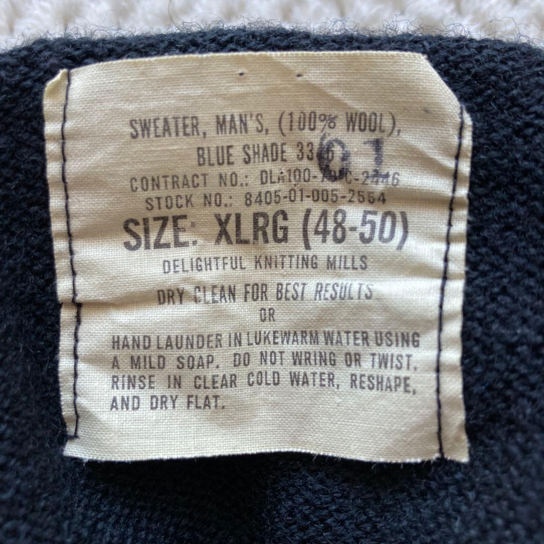 希少 XL 美品 70s USN ゴブセーター ニット 実物 海軍 モックネック