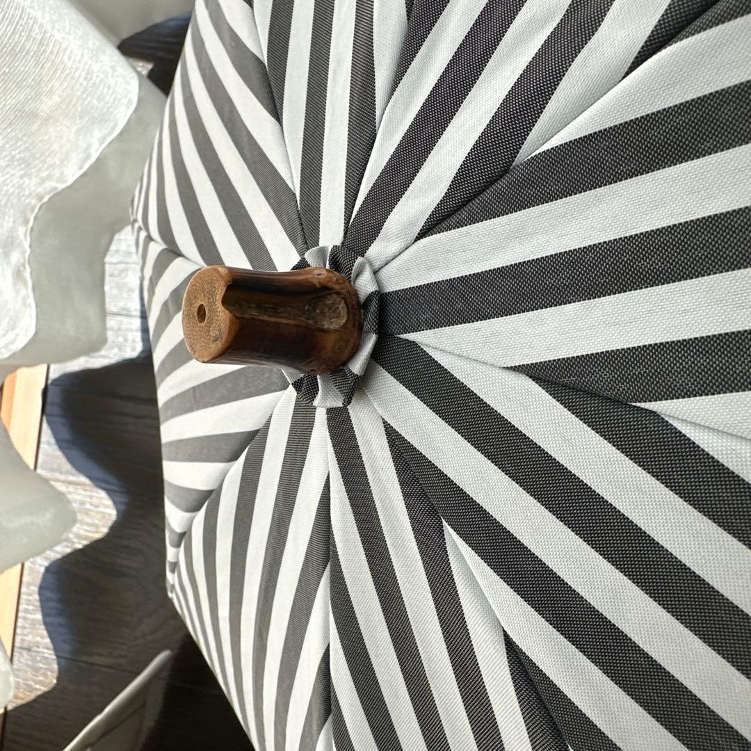 Sun Barriear100 ストライプ柄 フリル付き折りたたみ日傘　美品
