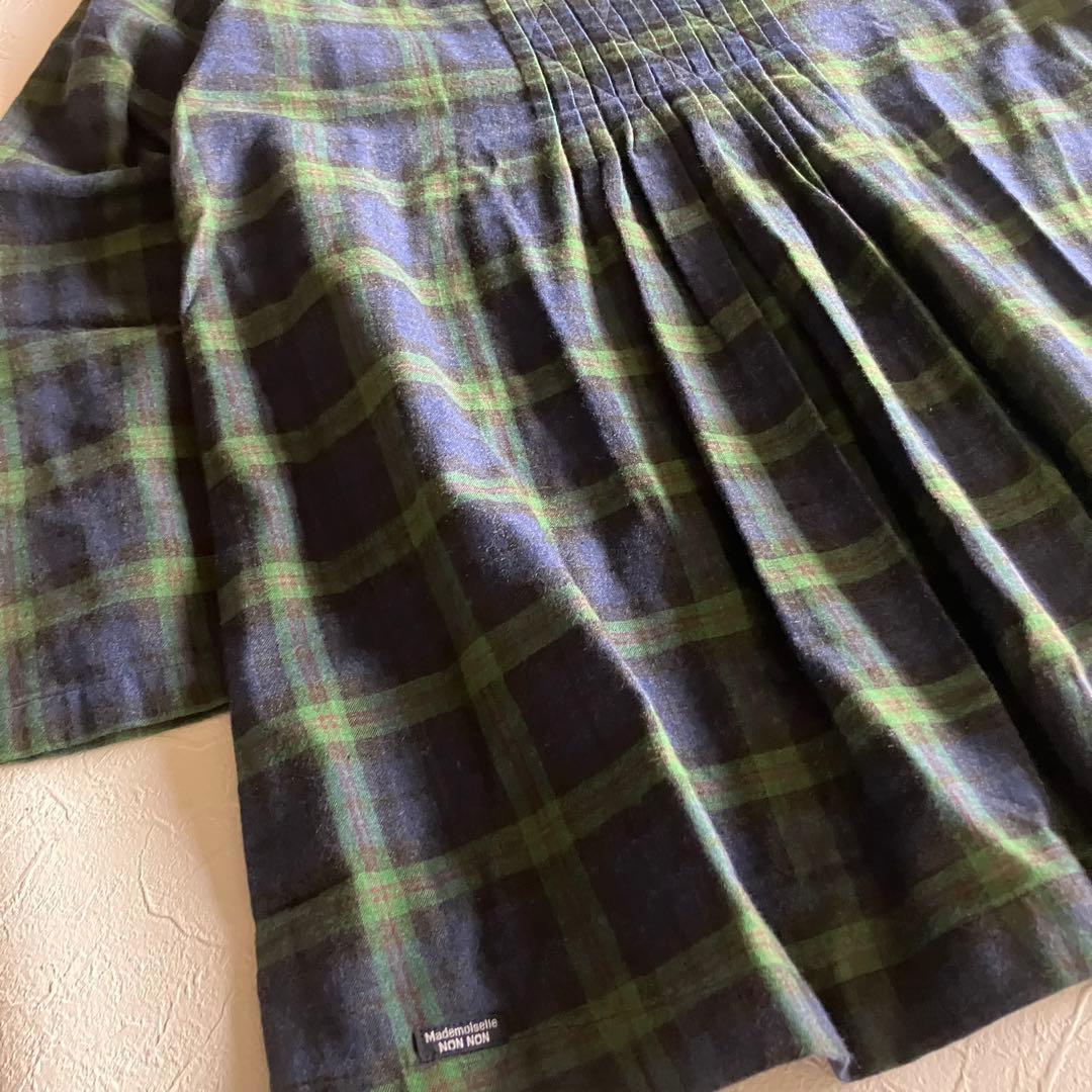 【未使用】Mademoiselle NON NON チェック柄チュニックブラウス