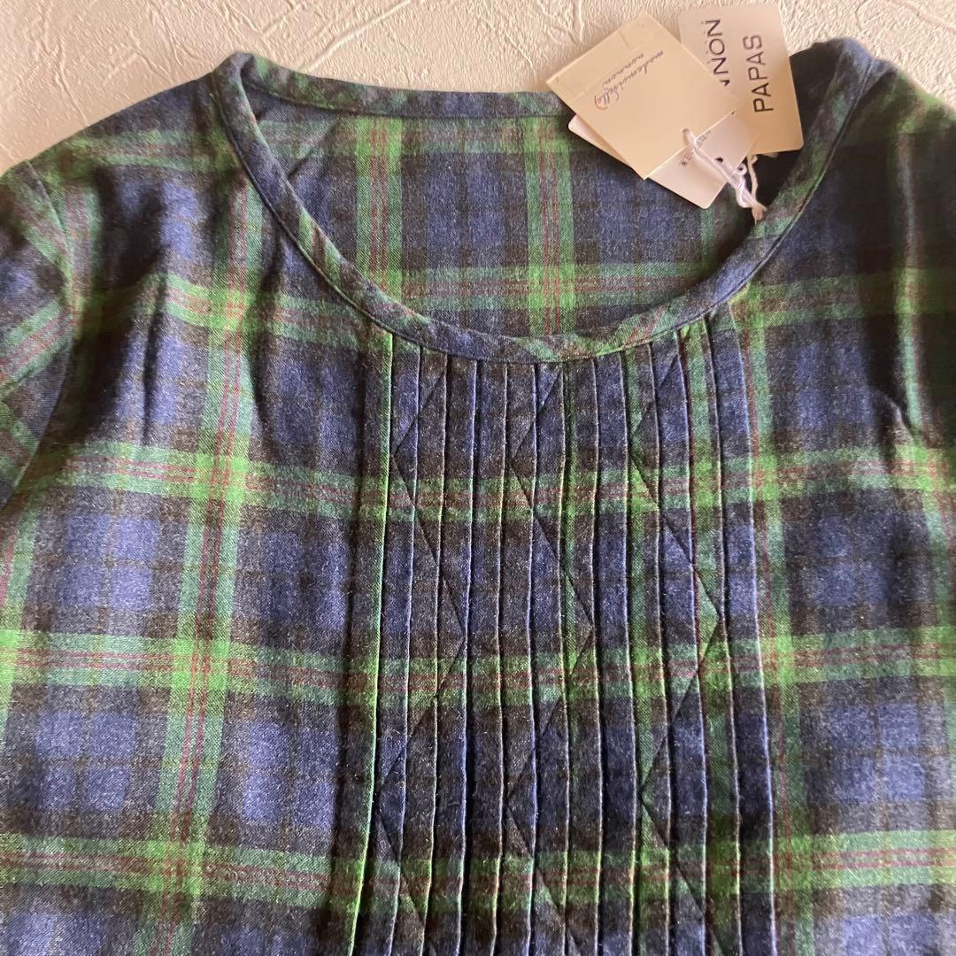 【未使用】Mademoiselle NON NON チェック柄チュニックブラウス