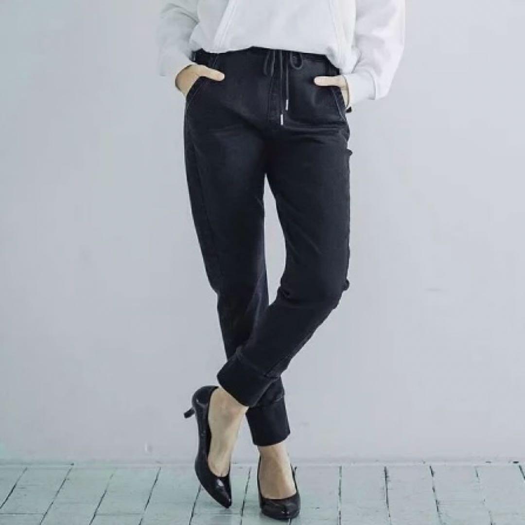 ★セール 新品 送料込★INDIMARK ジーンズ 裾リブ W158-1 黒★