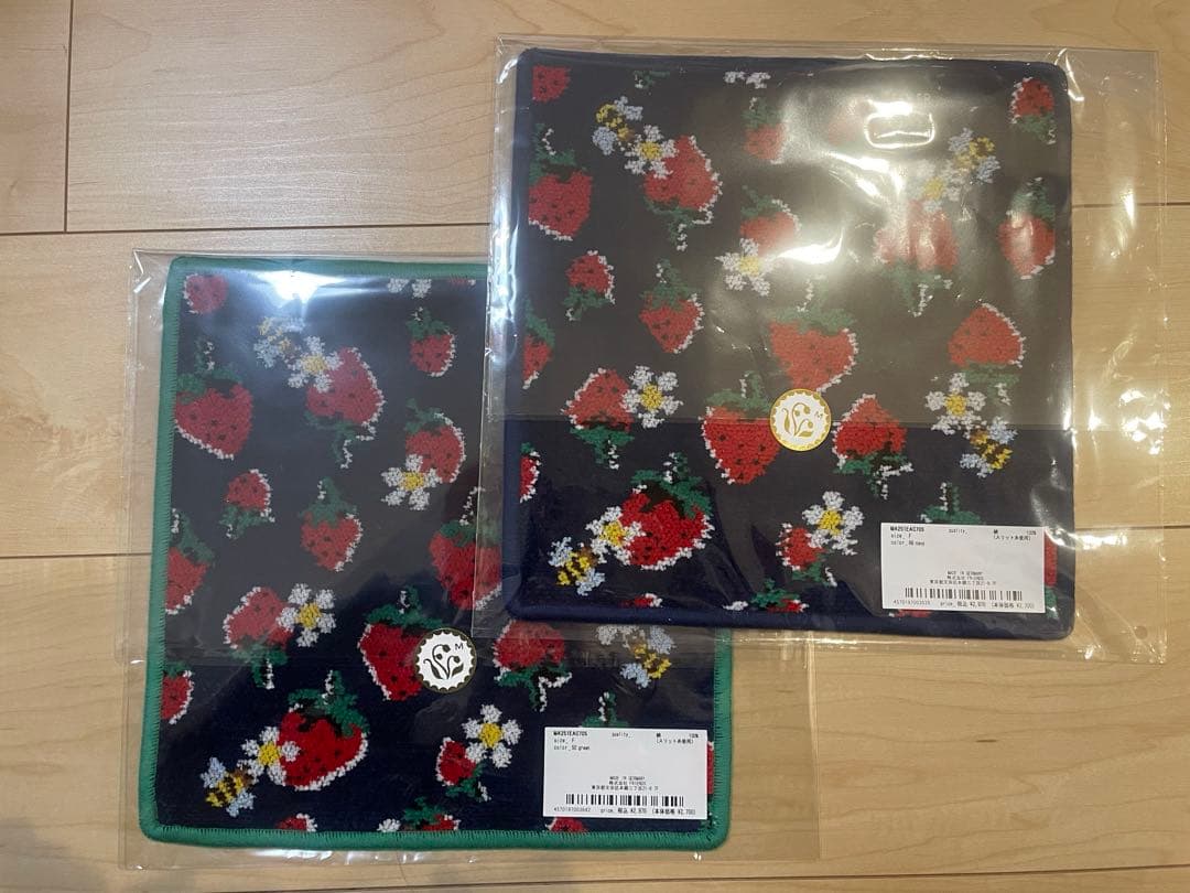 フェイラー×ミュベール　ストロベリーセレナーデ　ハンカチ　グリーン　ネイビー