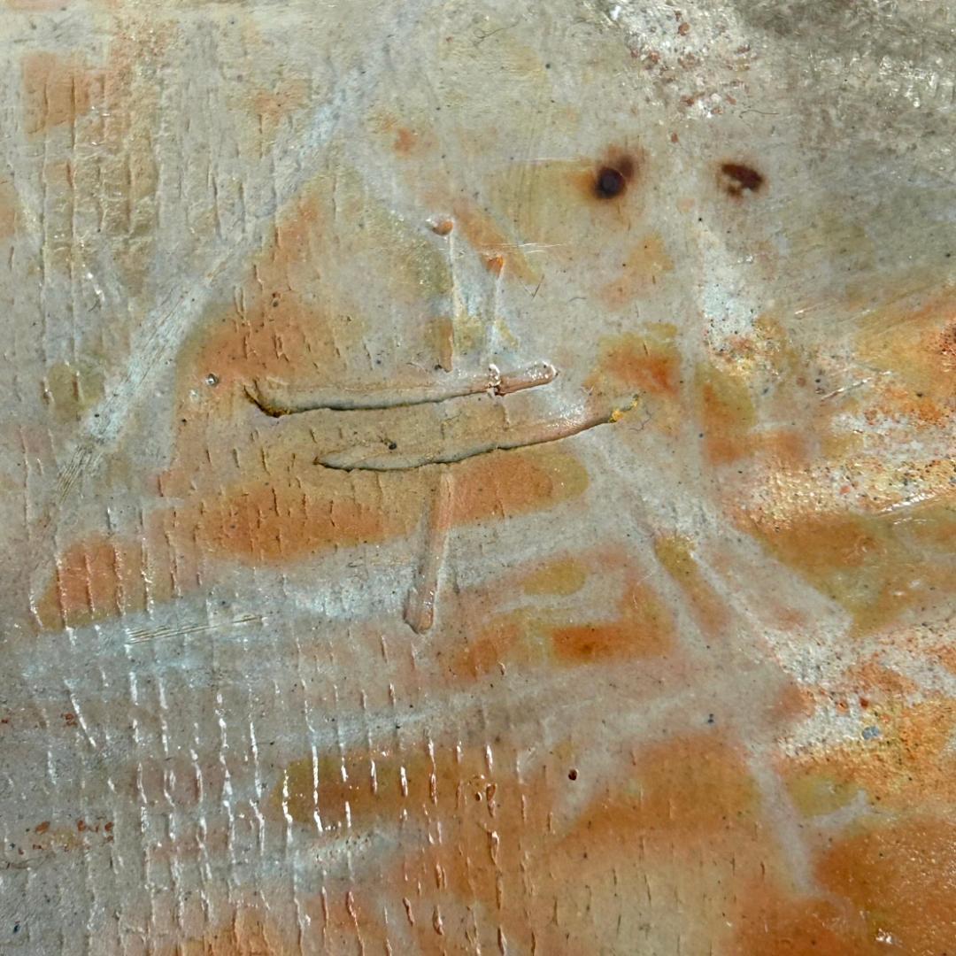 備前焼　末石高仙　陶板　重厚　置物　飾り板　8.2㎏　共箱無し