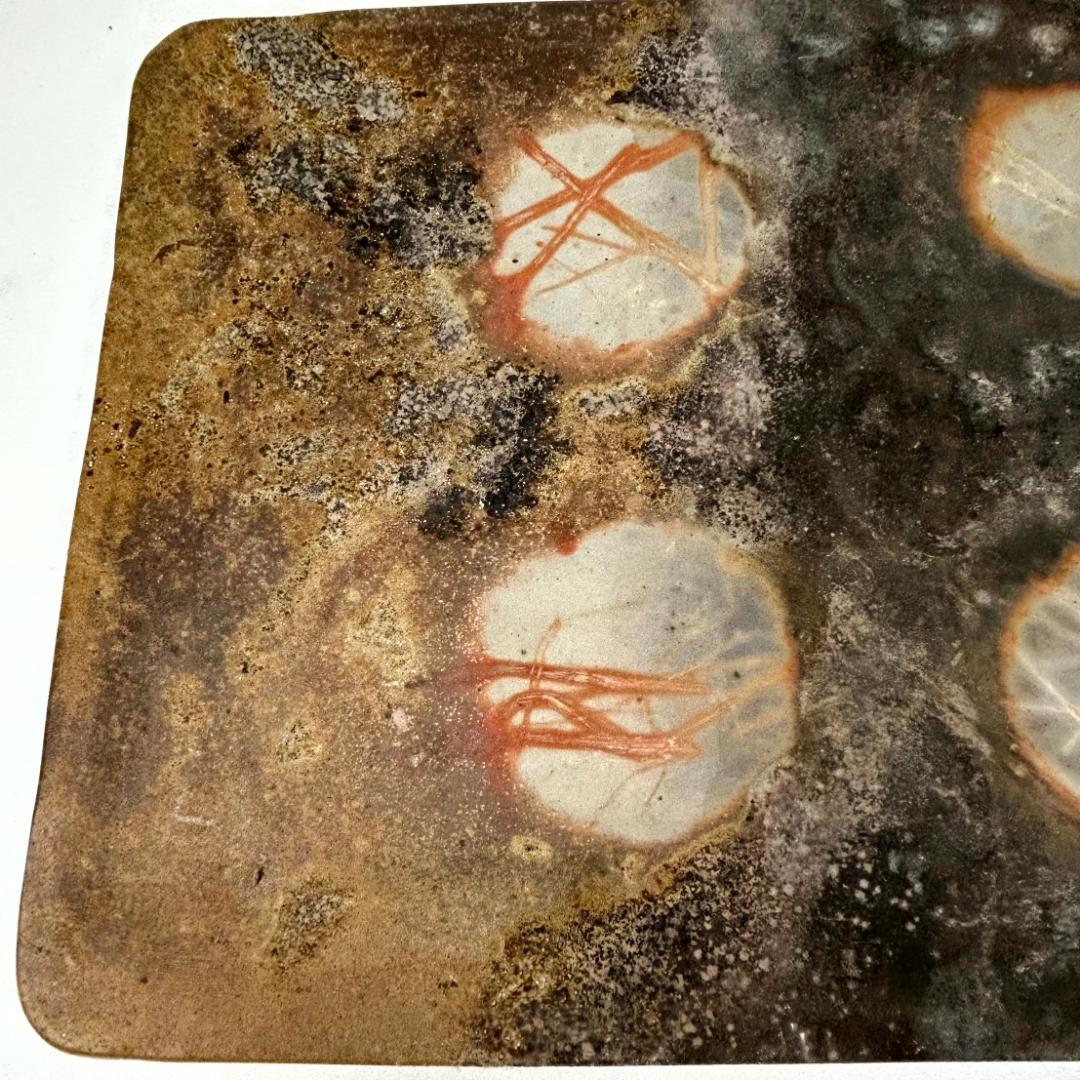 備前焼　末石高仙　陶板　重厚　置物　飾り板　8.2㎏　共箱無し