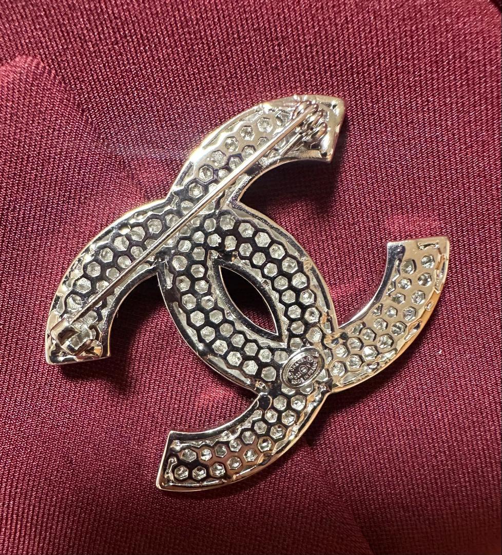 CHANEL CCロゴ ブローチ シルバー ラインストーン
