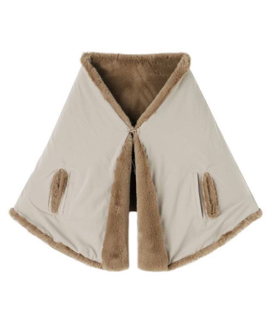 【JENNE】 リッチボリュームファーケープ ベージュ　美品