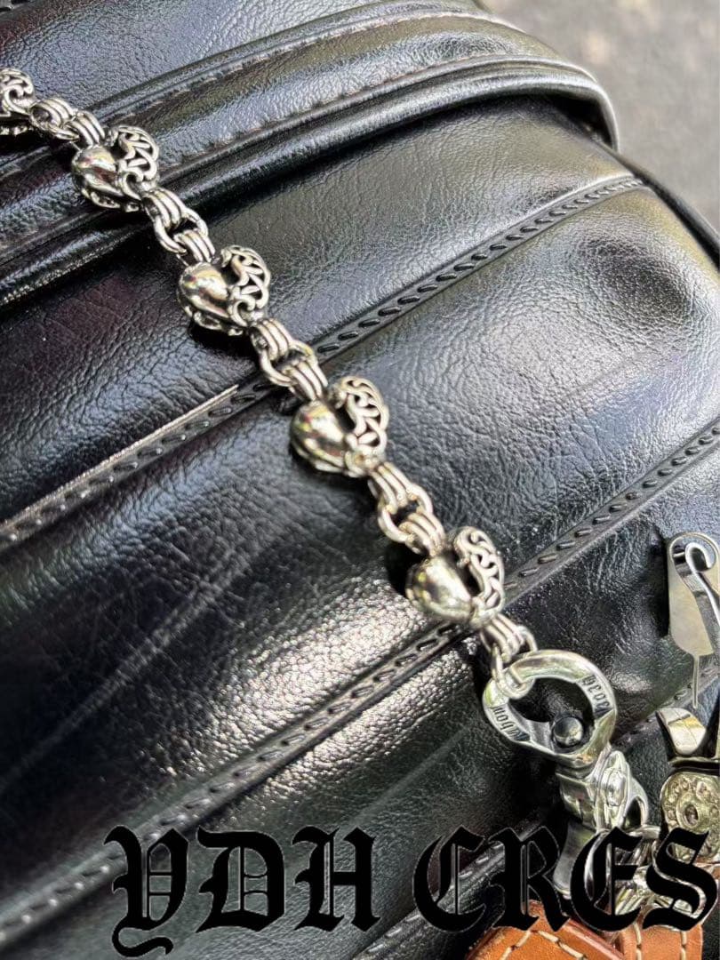 バイカー必須　ウォレット用ハート型　シルバーチェーン　TYPE3　QBKB005