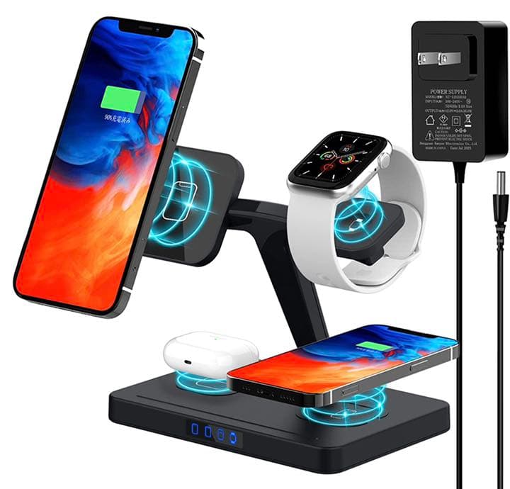 充電器 ワイヤレス充電器 4in1 iPhone同時に2台充電可能 Apple