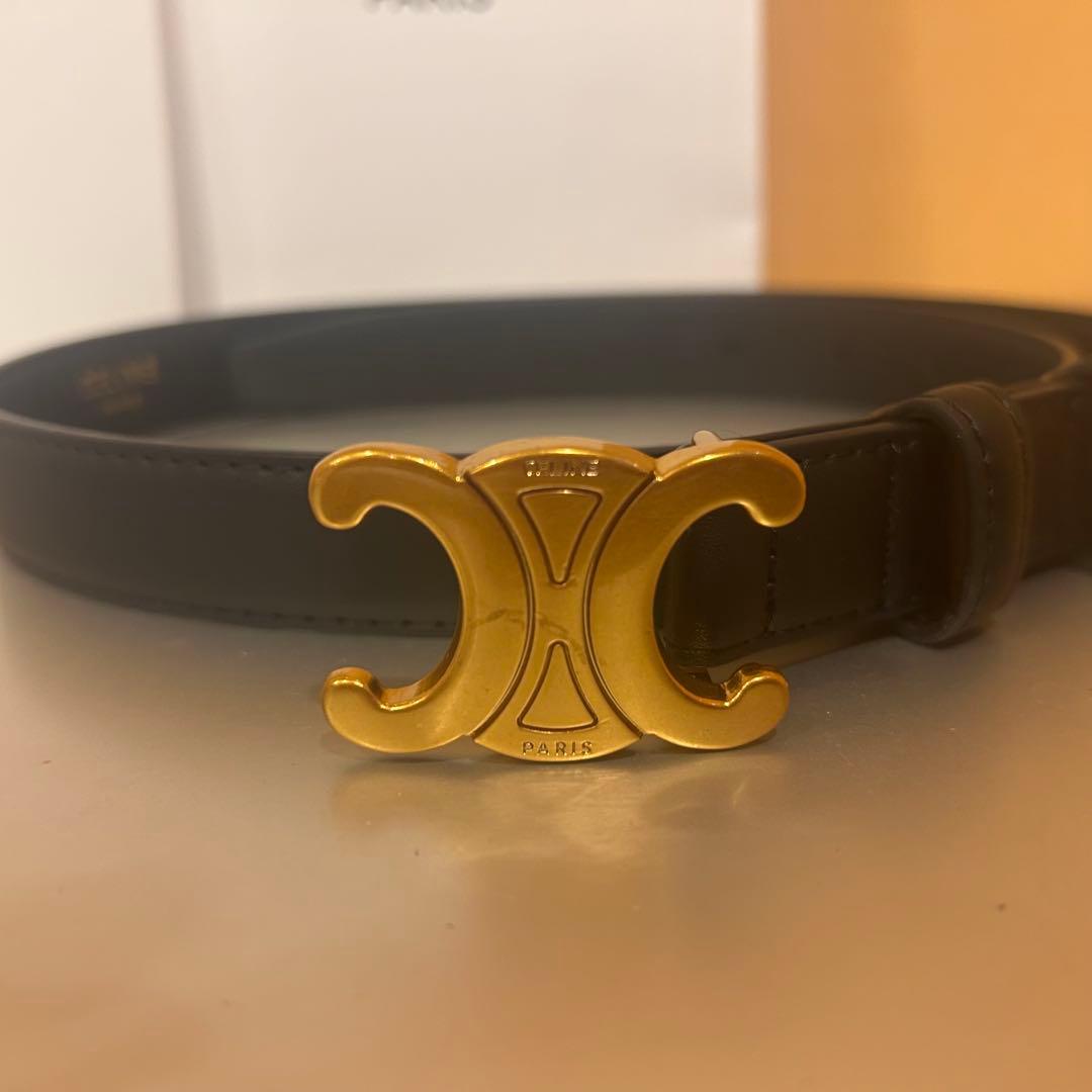 極美品✨CELINE ブラックレザーベルト ゴールド トリオンフ 90cm
