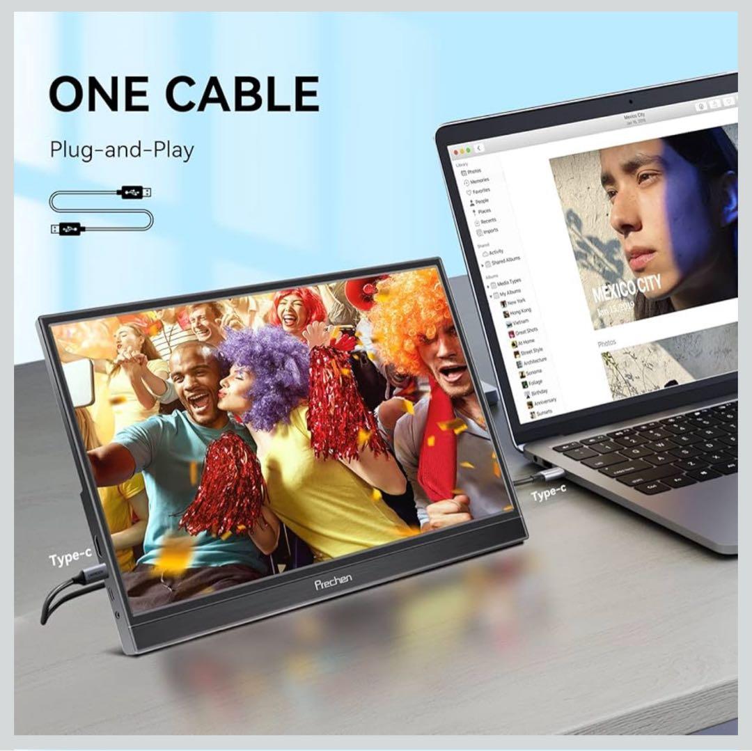 モバイル モニター タッチ スクリーン、15.6 インチ USBC ポータブル