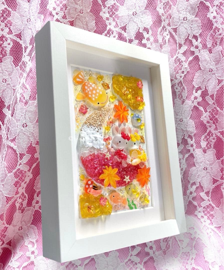 秋めく海のお月様 オータム うさぎ インテリア アクアリウム シーグラスアート