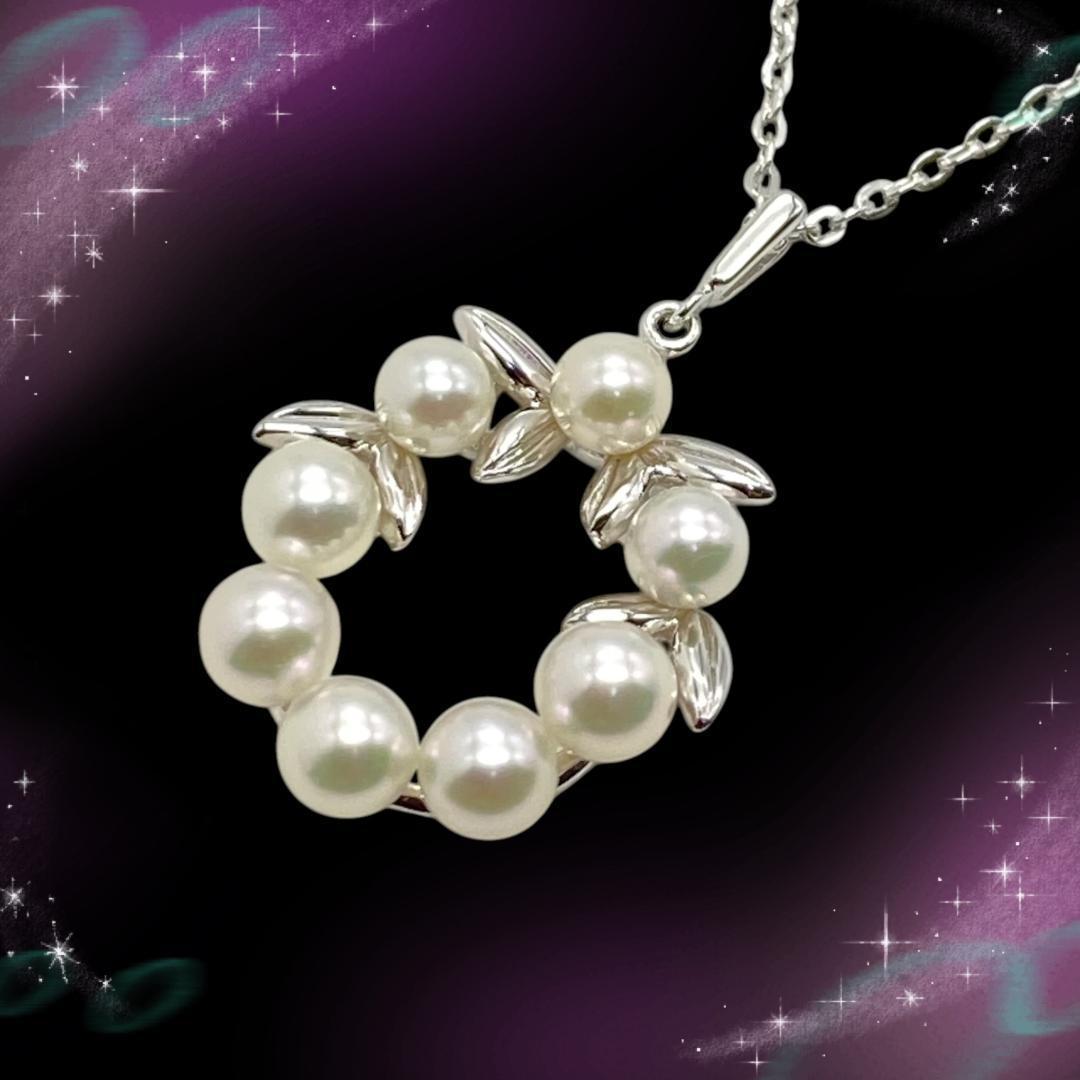 《超美品》ミキモト　ネックレス　パール　リース　サークル　SV925
