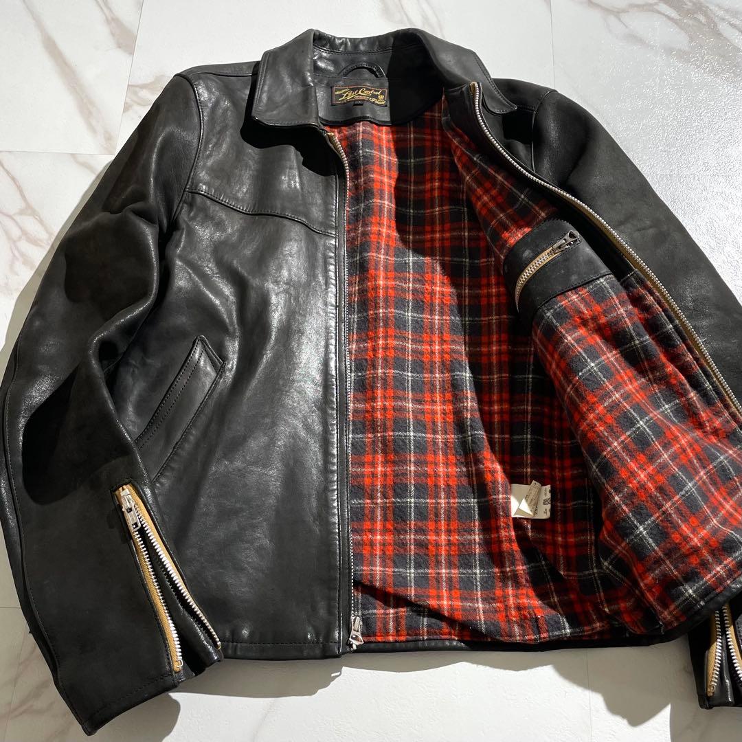 入手困難✨ ロストコントロール レザージャケット 羊革 チェック柄 ブラック