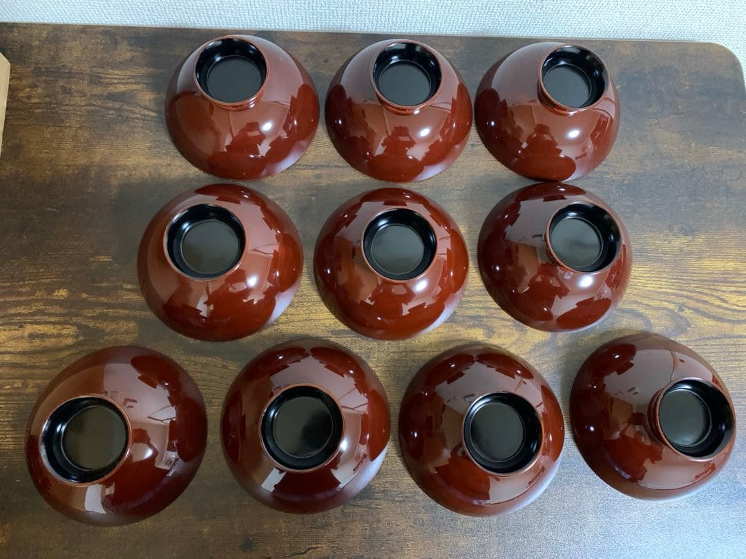 輪島塗　金彩　吸物椀10客　時代物　蓋付き椀　お椀　汁椀　椀　未使用品