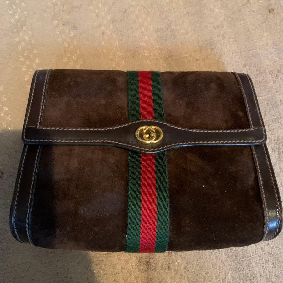 Gucci GGロゴ スエードクラッチバッグ