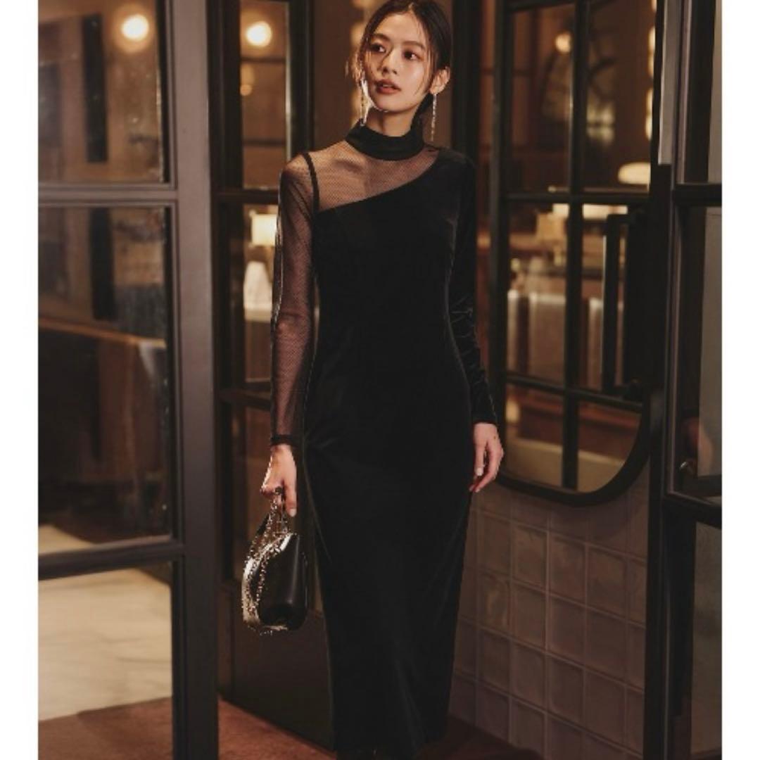 シアーコンビタイトワンピース　anuans