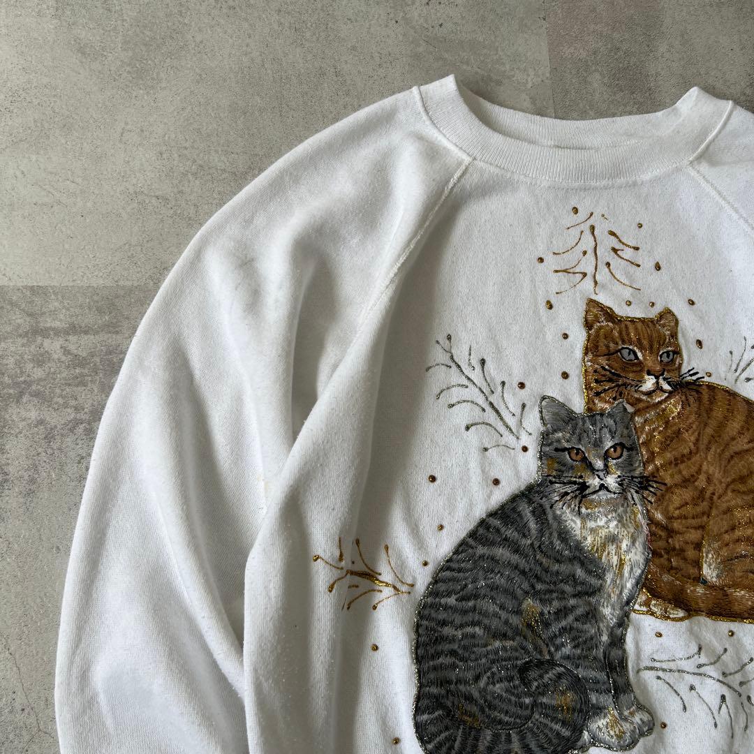 T*a様 90s USA製　Pennill　スウェット　アニマル 動物　猫 ネコ