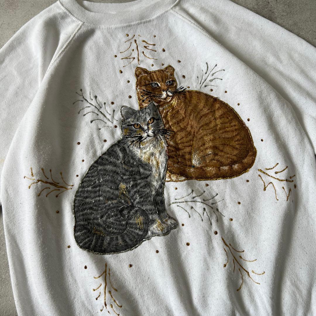 T*a様 90s USA製　Pennill　スウェット　アニマル 動物　猫 ネコ