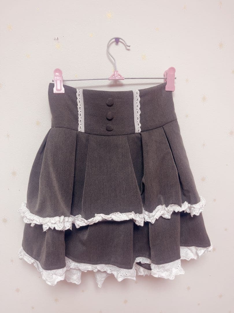 pium コットンフリルボリュームタックスカート チャコール