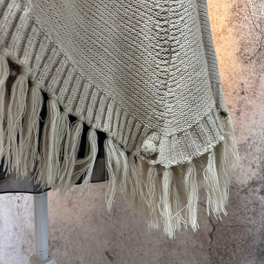 y2k 00s 森ガール　ニットポンチョ　スカート　2点セット　ファー　フリンジ