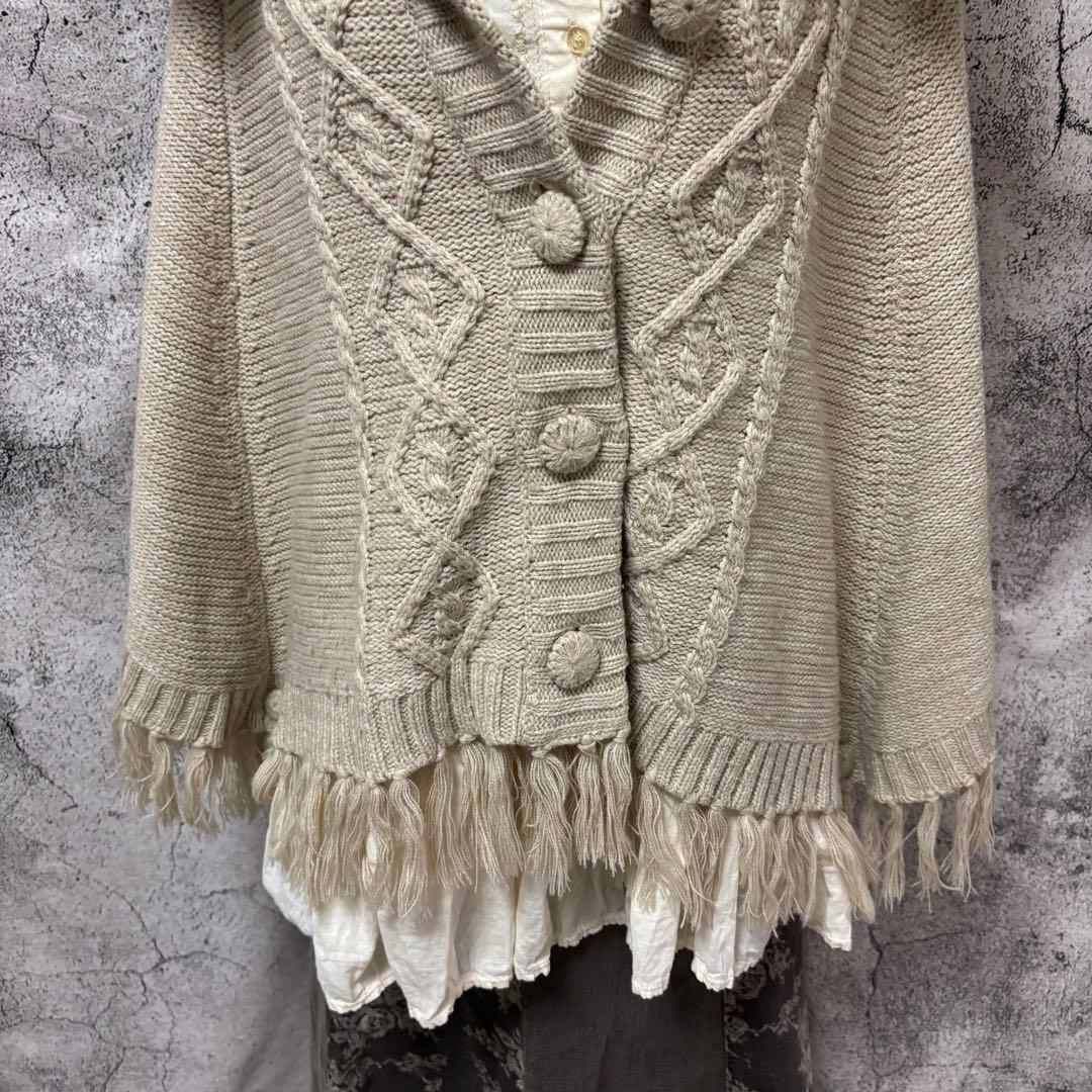 y2k 00s 森ガール　ニットポンチョ　スカート　2点セット　ファー　フリンジ
