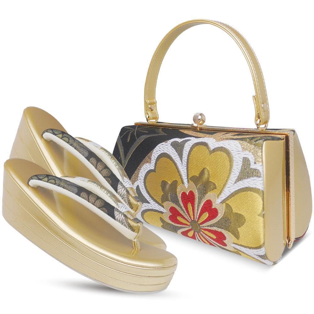 草履 バッグ セット 帯地 3枚芯 ヒール草履 振袖 uzouri52-5