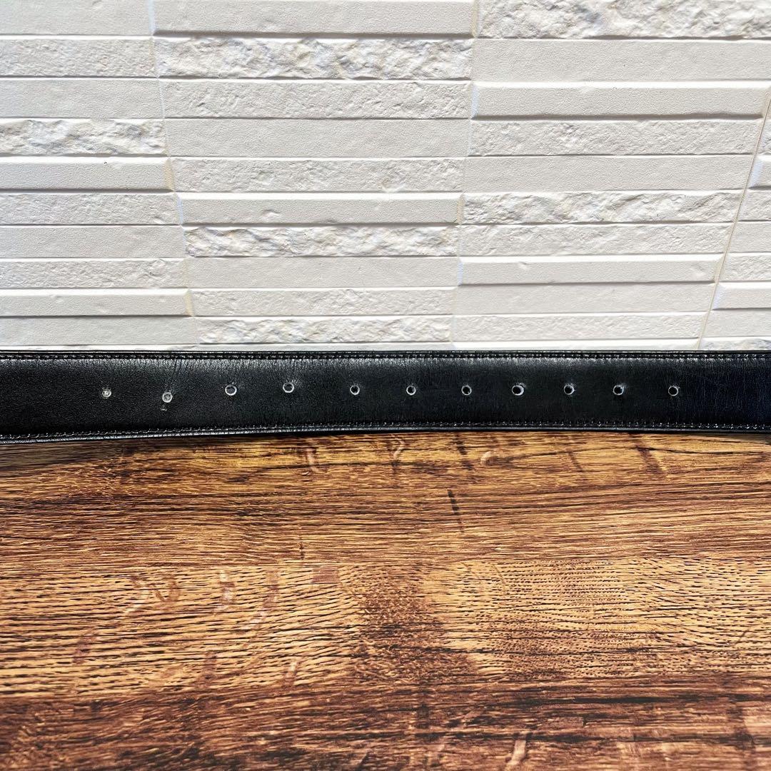 良品 セリーヌ レザー トリオンフ バックル ベルト ゴールド金具 ブラック