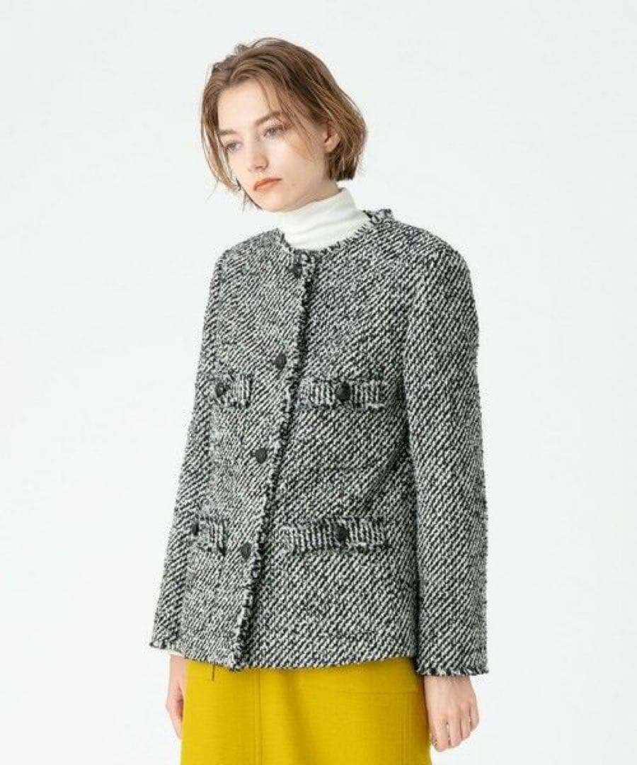 美品　アルアバイル　モノトーンカルゼクルーショートコート