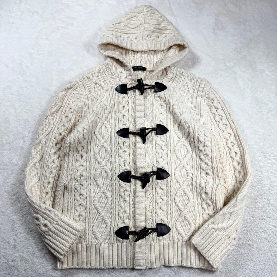美品 BURBERRY BLACK LABEL ケーブルニット コート ダッフル