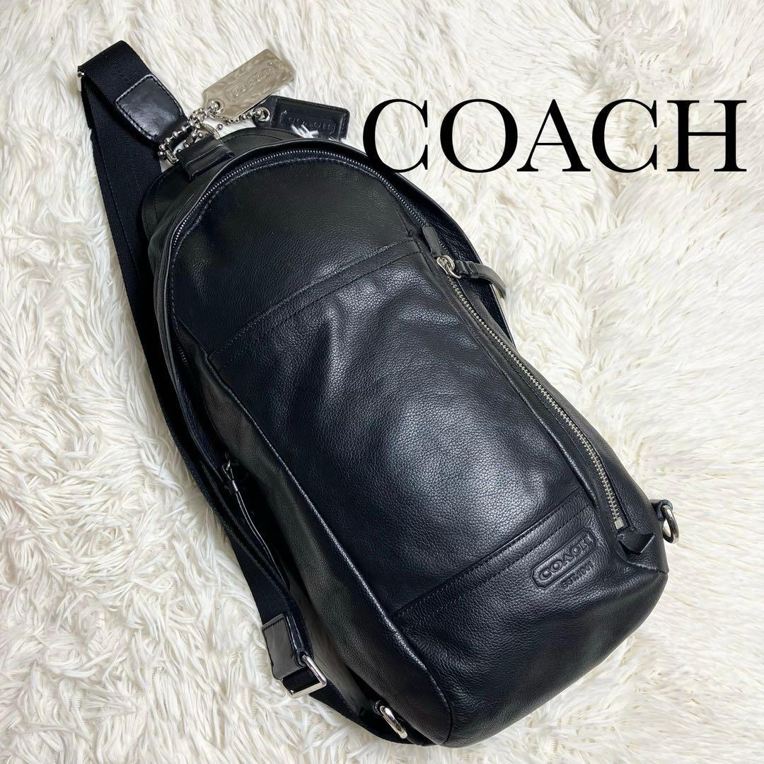 【美品】COACH ボディバッグ クロスボディ レザーブラック