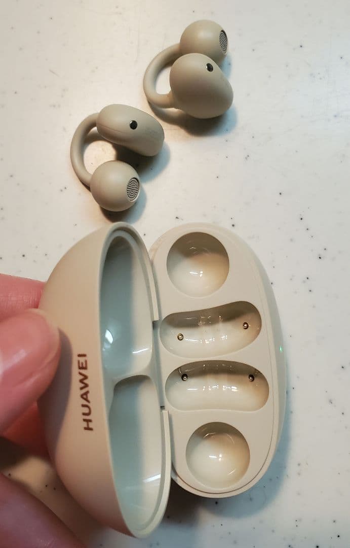 ➤美品HUAWEI FreeClip【ベージュ】オープン型ワイヤレスイヤホン