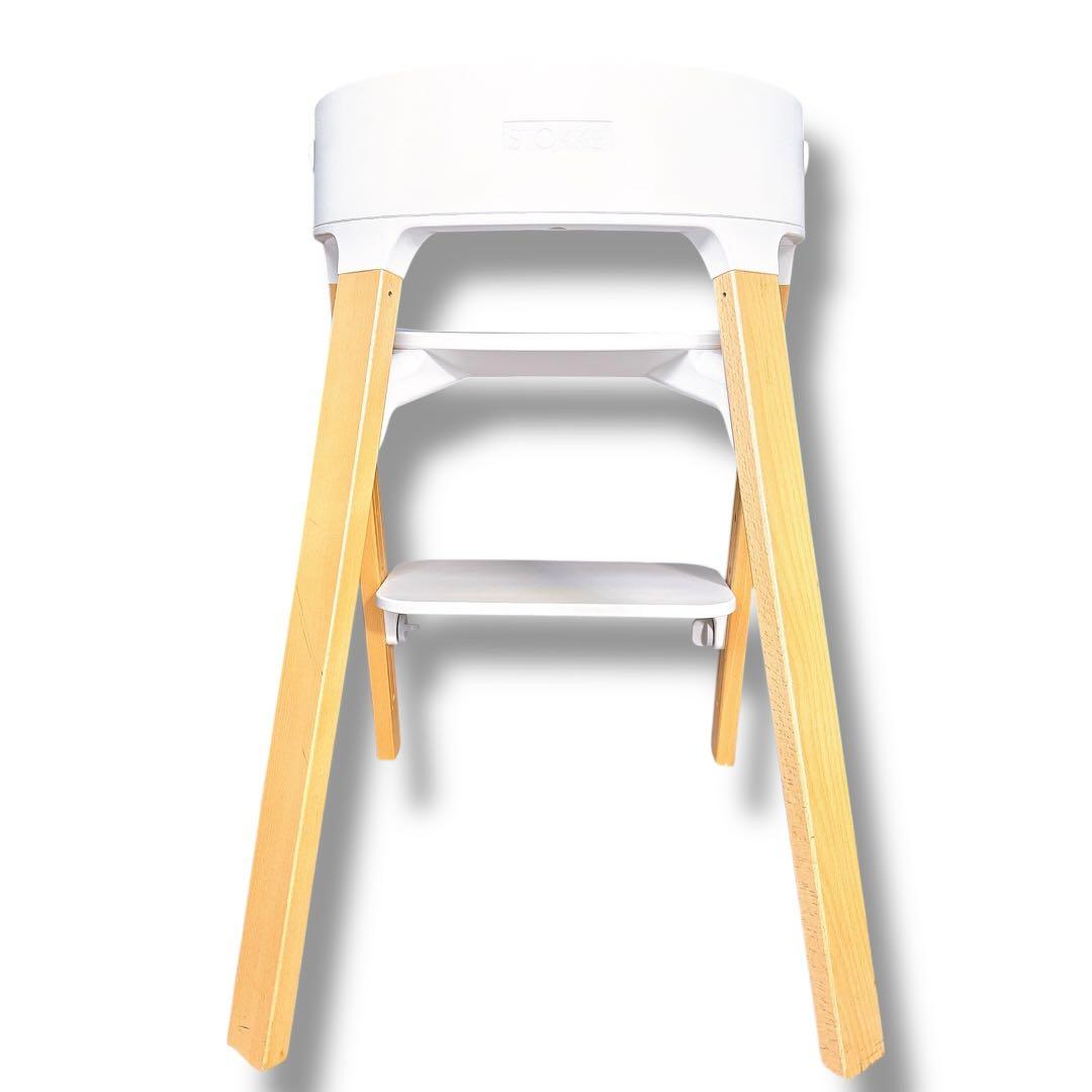 美品 ストッケ STOKKE ストッケ ステップス ハイチェア 白×木目 子供用
