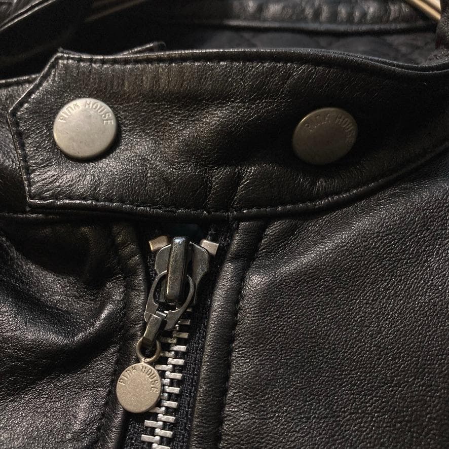 【くま子】ピンクハウス　シングルライダース レザージャケット ブラック