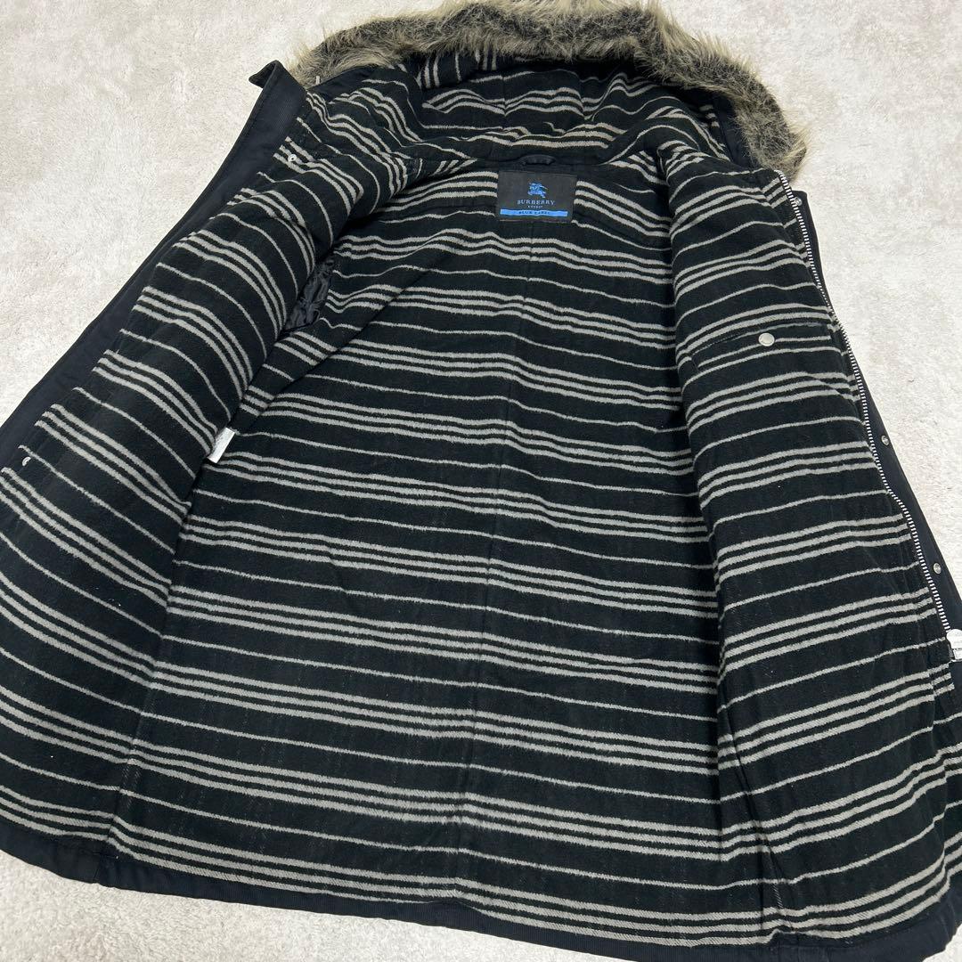 ♦︎バーバリーブルーレーベル♦︎メンズ♦︎ファー付きブラック♦︎ミリタリーコート♦︎N3B