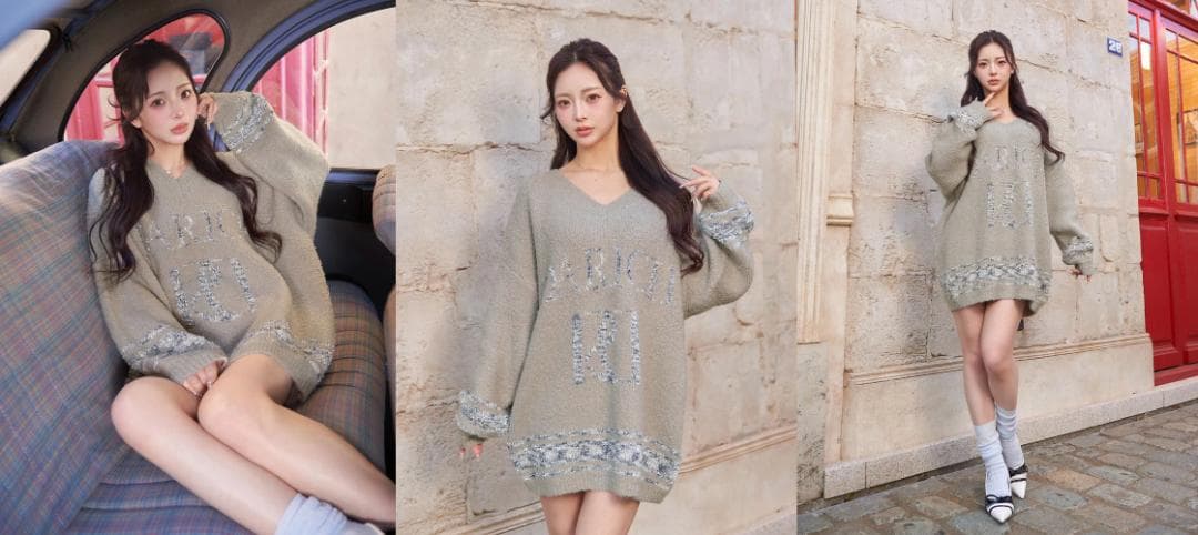 ダーリッチ darich ミックスカラーRDニットチュニック ホワイト