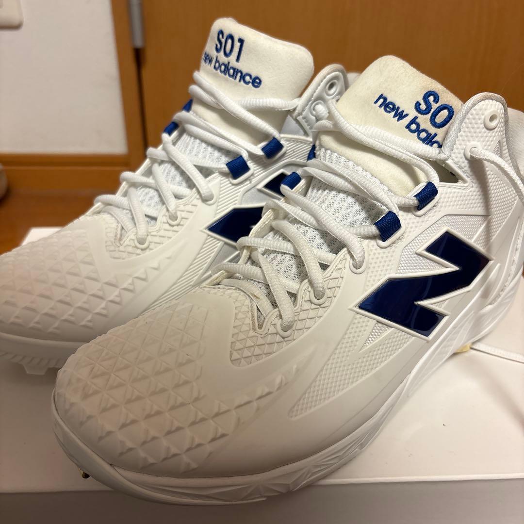 new balance S01 野球シューズ ホワイト/ネイビー