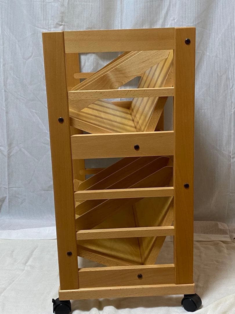 豊岡クラフト　木製 2段本棚 キャスター付き　ライトブラウン
