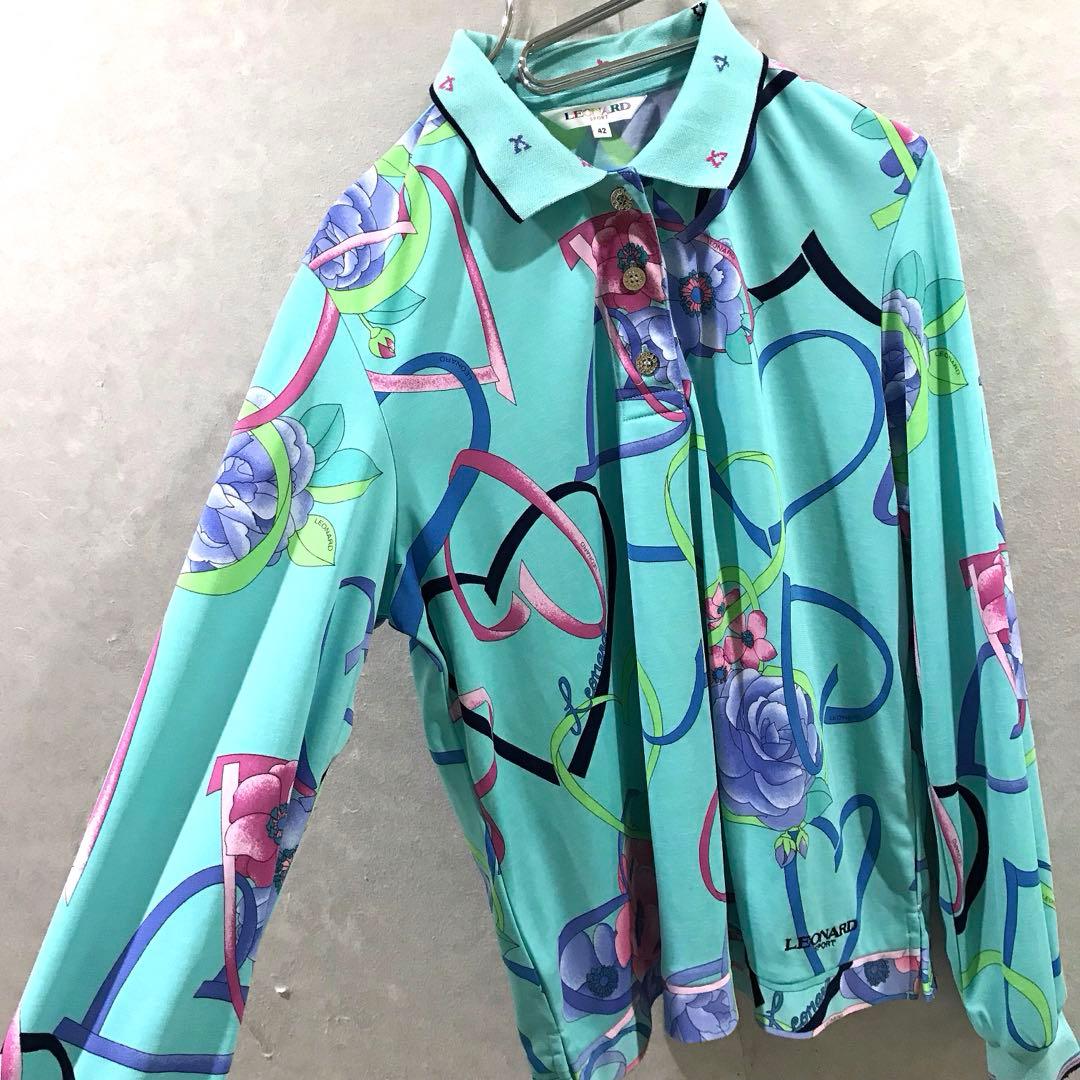 LEONARD レオナール 花柄 ポロシャツ 長袖シャツ 美品 42