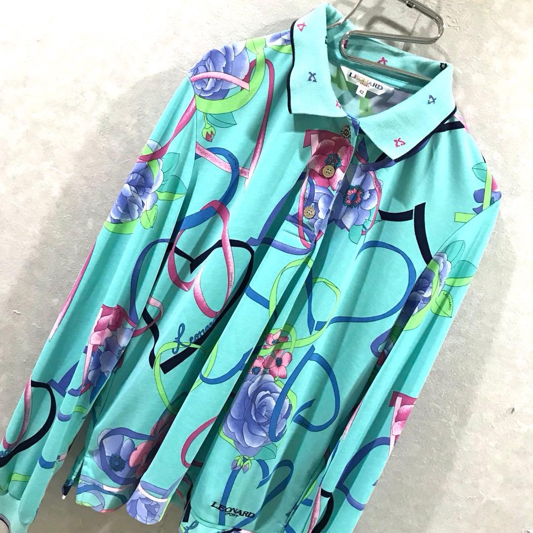 LEONARD レオナール 花柄 ポロシャツ 長袖シャツ 美品 42