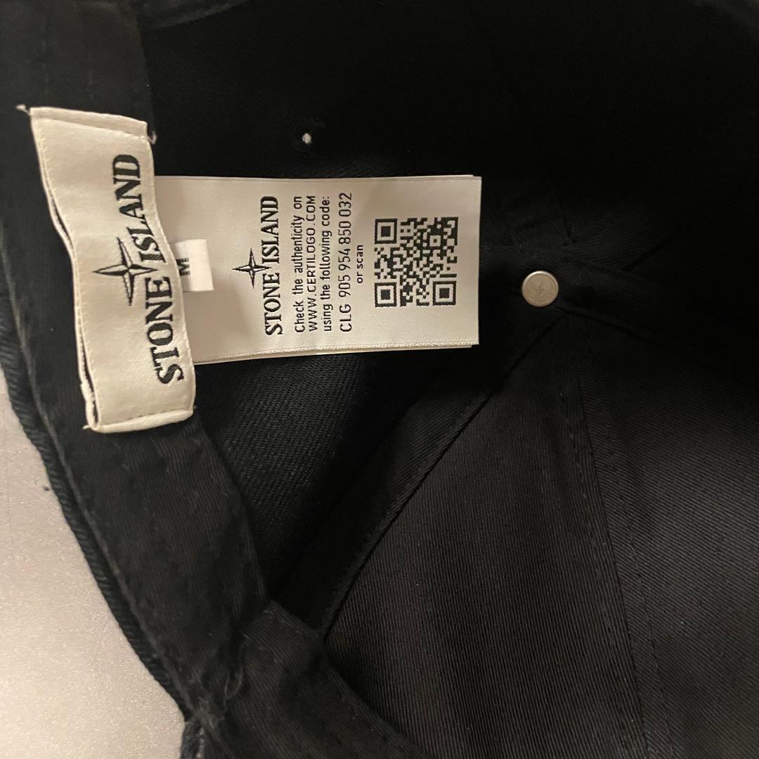 STONE  ストーンアイランド　キャップ　黒　ブラック　刺繍