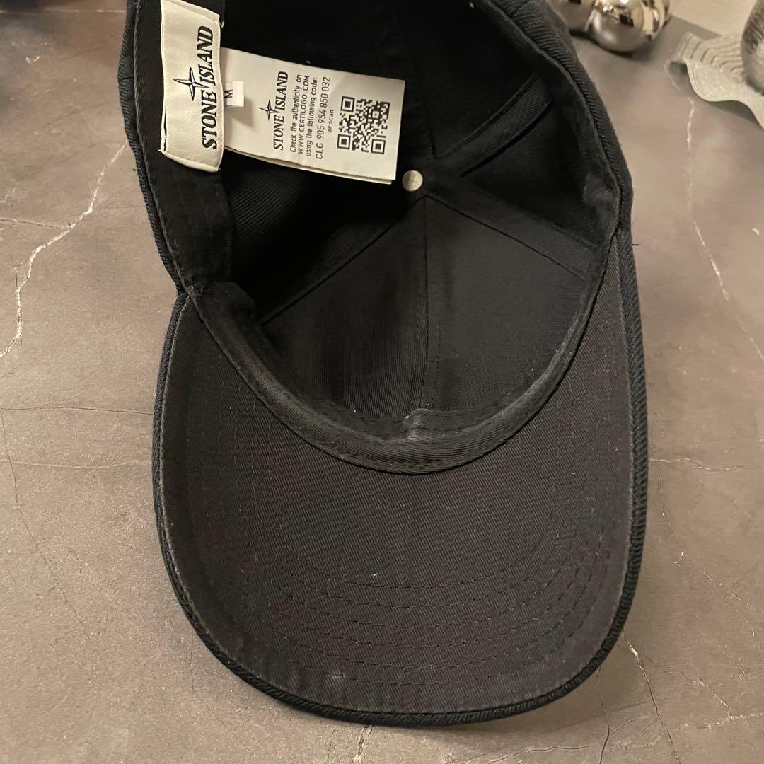 STONE  ストーンアイランド　キャップ　黒　ブラック　刺繍